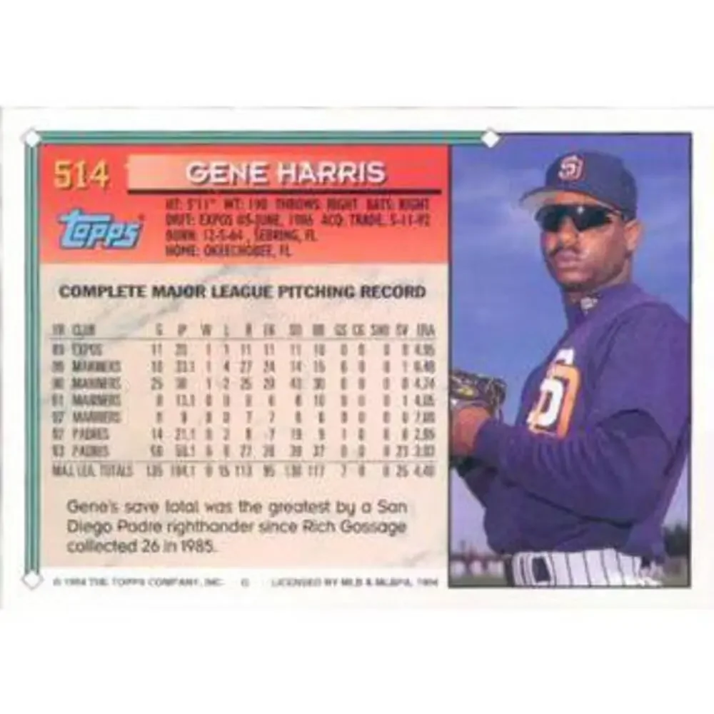1994 Topps Gene Harris # 514 San Diego Padres